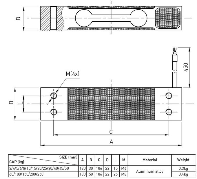 Sensor da escala da pilha de carga do calibre de tensão da precisão alta para pesar o sistema